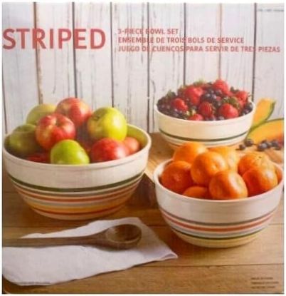 Picture of Baum Striped Bowl Set 3 Pieces Stoneware