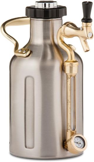 Picture of GrowlerWerks uKeg Carbonated Growler-Great Gift for Beer Lovers, 64 oz, Stainless Steel