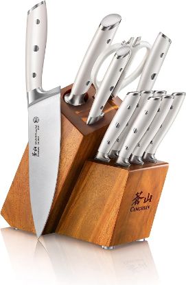 Picture of Cangshan L Series WHITE 1026061 German Steel Forged 12-Piece Knife Block Set, Acacia
