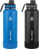 Picture of Thermo flask Stainless Steel 40-Ounce Water Bottle with Spout Lid and Bumper (Blue/Black), 2-Count