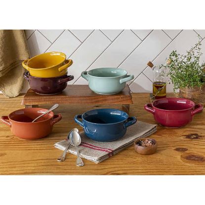 Picture of Over and back Comfort Food 6-piece Bowl Set Colored Stoneware Dishwasher and Microwave Safe.