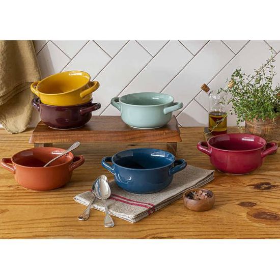 Picture of Over and back Comfort Food 6-piece Bowl Set Colored Stoneware Dishwasher and Microwave Safe.