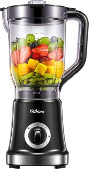Picture of YABANO Professional Countertop Blender for High-Speed Shakes, Smoothies, Juicing & More - Crush Ice, Frozen Fruit, and More with 4 Stainless Steel Blades & 60oz Jar - Easy to Clean, Perfect for Kitchen Use (Black)