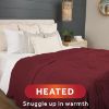 Picture of Sunbeam Royal Ultra Fleece Heated Electric Blanket King Size, 90" x 100", 12 Heat Settings, 12-Hour Selectable Auto Shut-Off, Fast Heating, Machine Washable, Warm and Cozy, Cabernet
