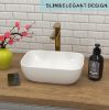 Picture of J-FAMILY 14.5'' x 10'' Bathroom Small Vessel Sink Above Counter White Porcelain Ceramic Sink Bowl Small Vanity Sink Lavatory Wash Hand Basin