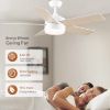 Picture of POCHFAN 44 inch White Ceiling Fan with Lights and Remote Control, Dimmable LED Ceiling Fans with Lights,3-Color, Quiet Reversible Motor, Wood Blades Modern Ceiling Fan for Bedroom, Living Room