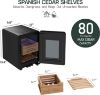 Picture of JINJUNYE 8L Cigar Humidors with Cooling and Heating, Electric Cooler Humidor Box With Spanish Cedar Wood Drawer Shelves, Temperature Control System, Gift for Men