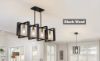 Picture of Poroulux Farmhouse Kitchen Island Lighting Black Chandeliers for Dining Room Wooden Island Lights,Industrial Rectangle Light Fixtures Ceiling Hanging (4 Lights)