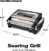 Picture of Hamilton Beach Electric Indoor Searing Grill with Viewing Window & Adjustable Temperature Control to 450F, 118 sq. in. Surface Serves 6, Removable Nonstick Grate, Stainless Steel