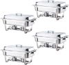 Picture of ALPHA LIVING 70014-GRAY 4 Pack 8QT Chafing Dish High Grade Stainless Steel Chafer Complete Set, 8 QT, Alpine Gray Handle