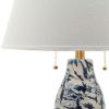 Picture of SAFAVIEH** 28.5 in. Navy/White Swirl Glass Table Lamp with White Shade (Set of 2)