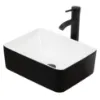 Picture of K2099B KGAR 16'' White And Black Ceramic Rectangular Vessel Bathroom Sink with Faucet