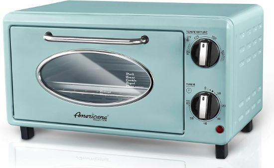 Picture of Elite Gourmet by  Americana Collection Countertop Toaster oven, Bake, Toast, Fits 8” Pizza, , 2 Slice, Mint