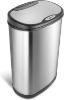 Picture of NINESTARS Automatic Touchless Motion Sensor Oval Trash Can with Black Top, 13 gallon/50 L, Stainless Steel