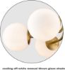 Picture of SHAWNKEY Modern Brushed Brass Gold 6-Light Ceiling Light with Globe White Glass Shade Semi Flush Mount Light Fixture for Dinning Room Foyer Hallway Sputnik Chandeliers