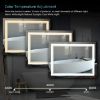 Picture of 24" x 40" LED Bathroom Mirror Wall-Mounted Vanity Anti-Fog Mirror Dimmable Adjustable Front Light LED Makeup Mirror Vertical/Horizontal