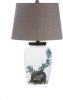 Picture of Creative Co-Op Fillable Glass Table Lamp with Linen Shade, Clear and White