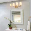 Picture of Barr Mid-Century Modern Gold 4-Light Fabric Shade Bathroom Vanity Light - L 29" x W 6.7" x H 12.2"