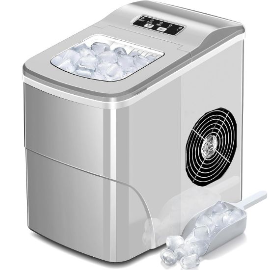 Picture of AGLUCKY Countertop Ice Maker Machine, Portable Ice Makers Countertop, Make 26 lbs ice in 24 hrs,Ice Cube Rready in 6-8 Mins with Ice Scoop and Basket