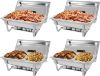 Picture of Restlrious Chafing Dish Buffet Set 4-Pack Stainless Steel 8 QT Foldable Rectangular Chafers and Buffet Warmer Sets w/Full & Half Size Food Pan, Water Pan, Fuel Holder for Event Catering Banquet