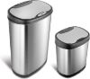 Picture of NINESTARS Automatic Touchless Trash Can Combo Set, 13 Gal 50L & 3 Gal 12L, Stainless Steel 