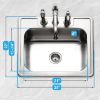 Picture of Houzer Stainless Steel Glowtone Series Kitchen Sink - 25" Topmount Drop In Multipurpose Sink, Single Bowl Basin, 3 Hole