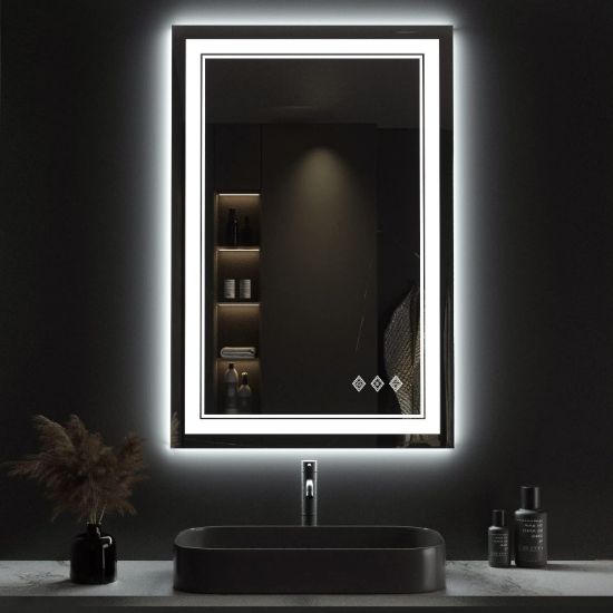 Picture of VanPokins LED Mirror for Bathroom, 24x36 in  3 Colors Dimmable Anti-Fog.