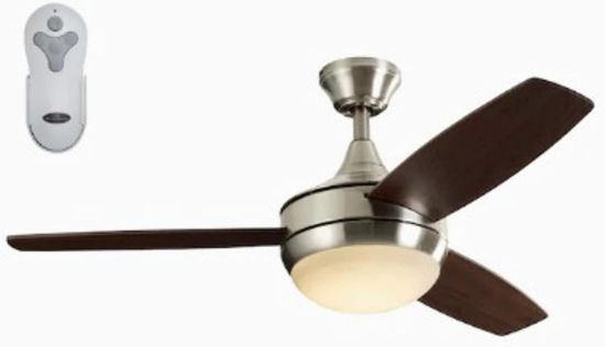 Picture of Harbor Breeze Brushed Nickel Ceiling Fan with Light with Remote 44 in