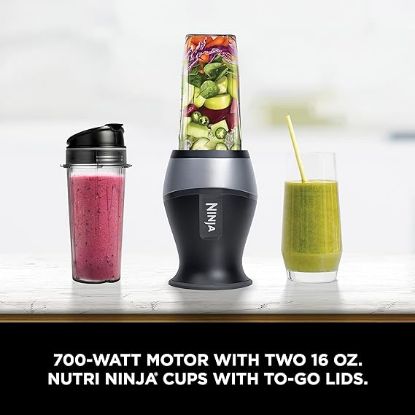 Picture of  Ninja Fit Compact Personal Blender, for Shakes, Smoothies, Food Prep, and Frozen Blending,Base and (2) 16-oz. Cups & Spout Lids, Black