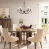 Picture of Farmhouse 6-Light Crystal Chandelier French Country Pendant Lighting for Dining Room - D28"xH25.5"