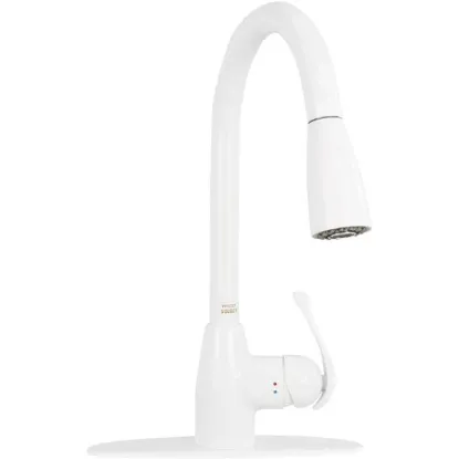 Picture of Project Source Tucker White Single Handle Pull-down Kitchen Faucet with Deck Plate