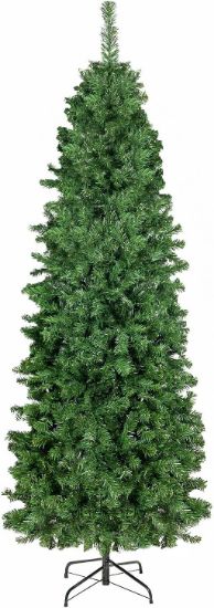 Picture of YuleYard 7.5ft Pencil Christmas Tree, Slim Artificial Spruce Tree for Small Spaces