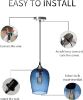 Picture of ARIAMOTION Glass Pendant Lights Kitchen Island Blue Modern Light Fixtures Ceiling Hanging Hand Crafted Art Bubble Teardrop Over Dining Room Table Bathroom 3 Pack 7 Inch H 5.5 Inch Diam