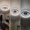 Picture of Crystal Ceiling Fans with Lights and Remote,22.8" Black Ceiling Fan with Lights FLush Mount Dimmable LED Crystal Low Profile Ceiling Fan Light Reversible Blades Timing 6 Speeds 3 Light Color