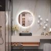 Picture of Keonjinn LED Round Bathroom Mirror 24 Inch with Lights Wall Mounted Vanity Mirror Anti-Fog Round