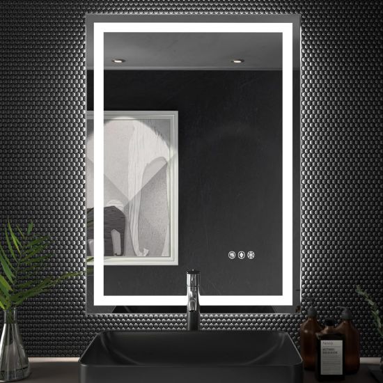 Picture of GERANK LED Wall Mounted Mirror,20x28 Inch,3 Color Temperature, Brightness Stepless Dimmable Bathroom Anti-Fog,Memory