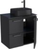 Picture of COZIMAX Vanity Blues 22", Floating Bathroom Steel Vanity with Tempered Glass and Cultured Marble Sink Black