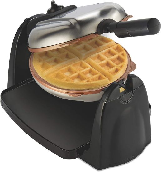 Picture of Hamilton Beach  Belgian Waffle Maker with Removable Nonstick Plates, Single Flip, Ceramic Grids