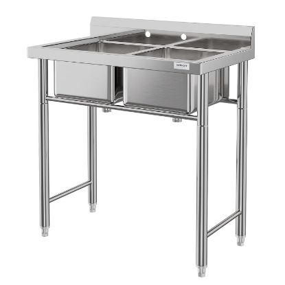 Picture of RIEDHOFF 2 Bowl  commercial  Stainless Steel free standing Utility Sink 