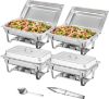 Picture of VEVOR Chafing Dish Buffet Set, 8 Qt 4 Pack, Stainless Chafer w/ 4 Full Size Pans