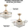 Picture of Crystal LED Ceiling Fans with Lights and Remote Controller 42 Inches - Gold