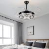 Picture of Yaretro 42" Retractable Ceiling Fan with Light Bluetooth Speaker Crystal Invisible Fan Blade Fan