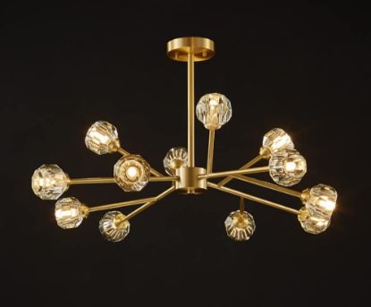 Picture of NOXARTE 12-Light Gold Sputnik Chandeliers with Globe Crystals