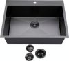 Picture of SHACO Black Kitchen Stainless Steel Sink Drop In, 33x22 Large Top Mount Gunmetal , Single Bowl Basin 16 Gauge