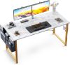 Picture of ODK 48 in Computer Writing Desk with Storage Bag and Headphone Hook, White Marble + Gold Leg