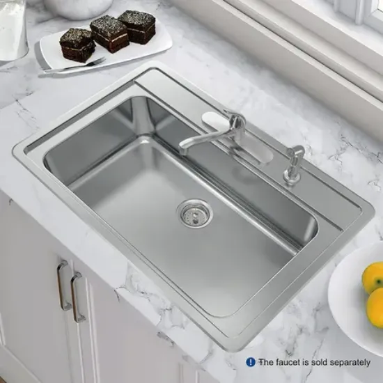 Picture of allen + roth The Fenway Drop-In 33-in x 22-in Stainless Steel Single Bowl 4-Hole Kitchen Sink
