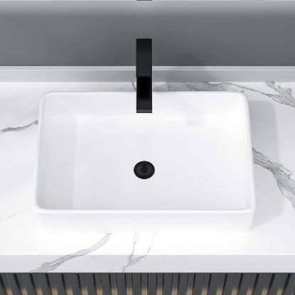 Picture of Donsdey 24"x16" Bathroom Vessel Sink Rectangle White Ceramic