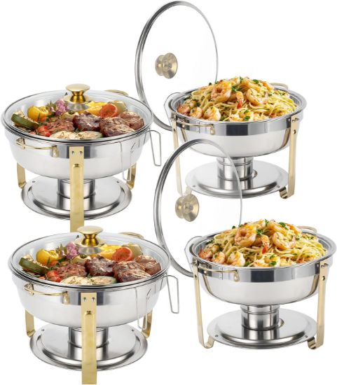Picture of Amhier 5 Qt Chafing Dish Buffet Set with Visible Glass Lid and Holder
