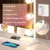 Picture of Vosuja Hollywood Vanity Mirror with Lights, 32" x 24" Make up Mirror with 18 Dimmable Bulbs and 10X Magnification, 3 Colors Modes, Digital Display and Adjustable Time, USB Port, Type-C, White