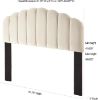 Picture of Ball & Cast Tufted Velvet Upholstered Headboard Channel, Queen Full Size Bed Adjusted Height 42-50 inch, Cream